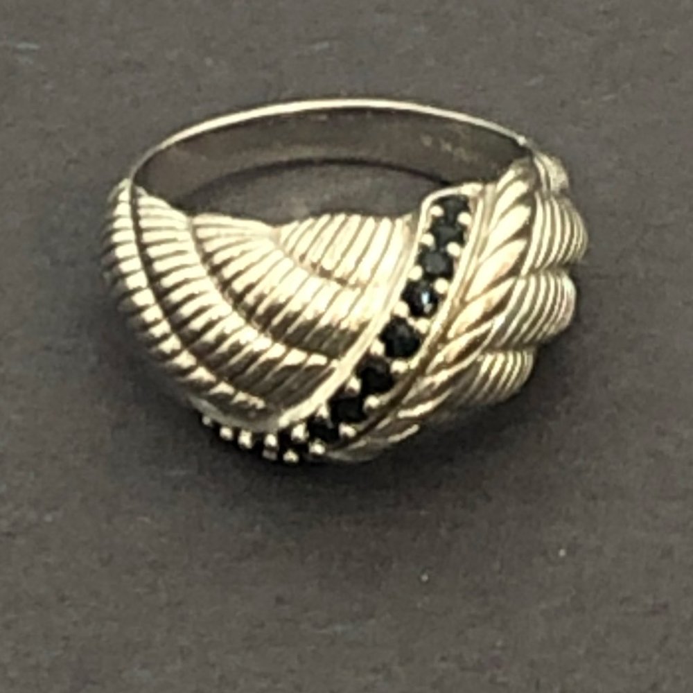 Judith Ripka Sterling Sapphire Ring Sz 9